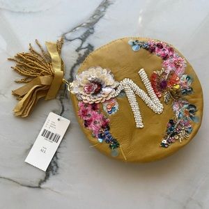 NEW Anthropologie “N” sequin pouch, with tags